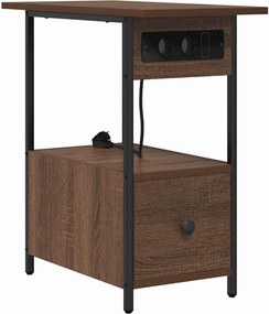 vidaXL Éjjeliszekrény fiókkal Barna Tölgy 60 x 30 x 61 cm Faanyag