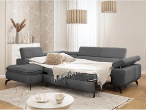 Szürke zsenília sarokkanapé (bal oldali-L alakú) Marbeya – Ropez