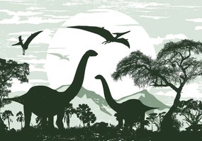 Fotótapéta - Zöld dinoszauruszok 2 (152,5x104 cm)