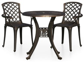 vidaXL 3 részes bronzszínű öntött alumínium bisztrószett