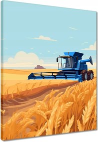 VĂĄszonkĂ©p 40x50 KĂ©k kombĂĄjn az aratĂĄs mezĆjĂ©n