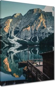 Vászonkép 60x80 Fa házikó a hegyekben