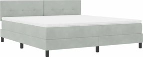 vidaXL LED Box Spring Ágy matracmal Világosszürke 180 x 200 cm Bársony