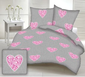 Pamut ágyneműk Love pink TiaHome - 1x Párna 90x70cm, 1x Paplan 140x200cm