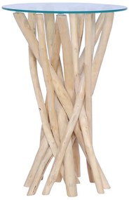 tömör tíkfa dohányzóasztal üveglappal 35 x 35 x 50 cm