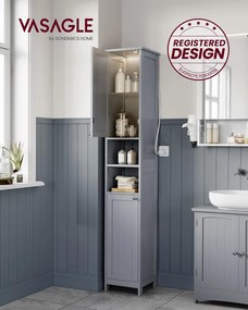 VASAGLE fürdőszobaszekrény világítással 30x30x170 cm, szürke
