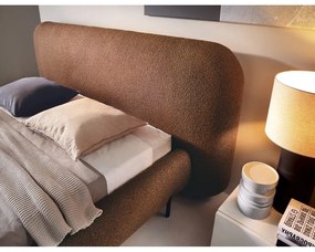 Terrakotta színű kárpitozott ágyneműtartós franciaágy ágyráccsal 160x200 cm Pointt – ELTAP