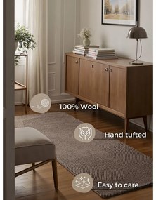 Szürkésbarna kézi szövésű gyapjú futószőnyeg 80x300 cm Eleni Taupe – Hanse Home