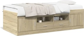 vidaXL sonoma tölgy kanapéágy fiókkal matrac nélkül 75x190 cm