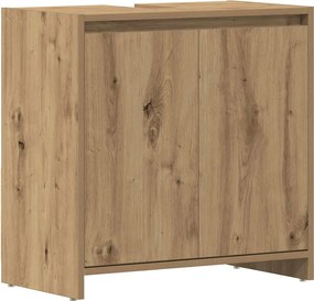 vidaXL kézműves tölgy színű szerelt fa mosdószekrény 60x33x60 cm