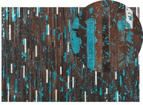 Barna és kék bőrszőnyeg 140 x 200 cm KISIR Beliani