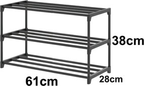 Beast Háromszintes összecsukható fém cipőtartó - 60 x 28 x 38 cm
