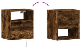2 db füstös tölgy fali TV-szekrény LED-ekkel 41 x 31 x 45 cm