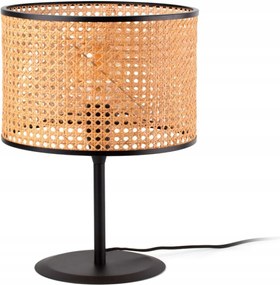 Faro Mambo asztali lámpa fekete/rattan, E27, modern design, 49,5 cm