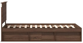 vidaXL Ágykeret fejtámlával Barna Tölgy 100 x 200 cm Tömör fenyőfa