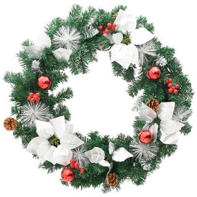 zöld PVC karácsonyi koszorú LED-ekkel 60 cm