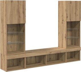 vidaXL TV Fali Egységek LED-del leddel 5 pcs Artisan tölgy Faanyag