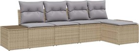 vidaXL Kerti Kanapé Szett 5 pcs Beige és Világosszürke polirattan