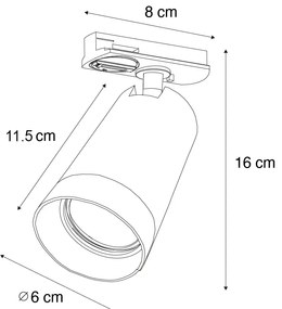 Modern reflektor fehér gyűrűvel 1 fázisú sínrendszerhez GU10 50mm - Iconic Jeana