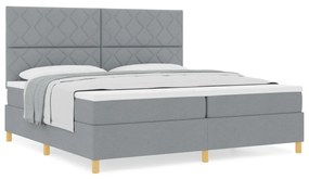 Box Spring Ágy Matrac Közepes Szürke 200x200 cm Szövet