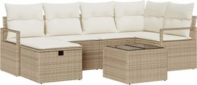 vidaXL Kanapé Szett párnával tárolóval 7 pcs Beige és krém polirattan