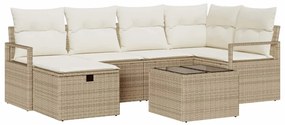 vidaXL Kanapé Szett párnával tárolóval 7 pcs Beige és krém polirattan