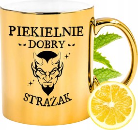 Prémium Arany Csillogó Bögre Tűzoltó Ajándék Nyomtatott Fotóval