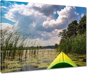 Vászonkép 80x60 Kajakkal a tó körül