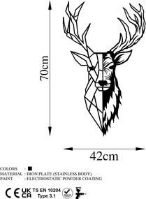 Fém fali dekoráció, deer, 42x70 cm