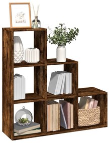 3 szintes füstös tölgy fa elválasztó könyvespolc 99x29x99 cm