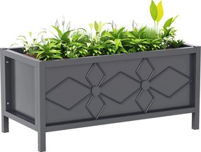 Outsunny Magasított Növénytartó DoBoz Horganyzott Acélból, Biztonsági Éllel, 80 x 40 x 38 cm, Fekete | Aosom