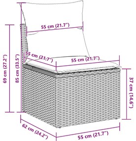 5 részes Kerti Sofa Szett Párnákkal Barna Poli Rattan