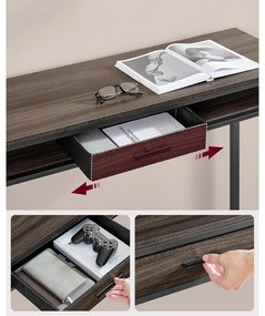 Bárasztal, magas konzolasztal töltőállomással és szövet fiókkal, barna