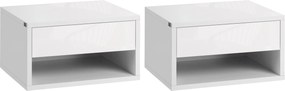HOMCOM 2 Darabos F floating Éjjeliszekrény Szett Fiókkal Hálószobába és Nappaliba 37x32x21 cm Fehér | Aosom