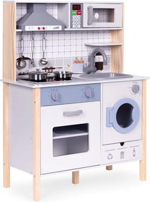 Fából készült valósághű gyermekkonyha LED fénnyel, hangokkal és kiegészítőkkel