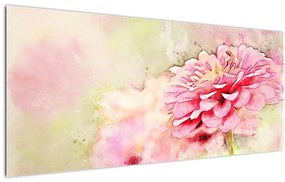 Kép - rózsaszín virág, akvarell (120x50 cm)