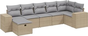 vidaXL 7 részes vegyes bézs polyrattan kerti ülőgarnitúra párnákkal