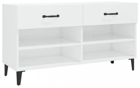 magasfényű fehér szerelt fa cipőszekrény 102x35x55 cm