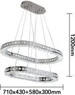 UNIVERSO Kristály üveg csillár 46w 3680lm CCT.Kap IP20 Króm 710x430x1200mm