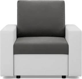 Panama fotel, bársony + műbőr, szürke - fehér