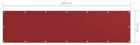 piros oxford-szövet erkélyparaván 75 x 300 cm