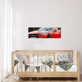 Kép - piros Mercedes (órával) (90x30 cm)