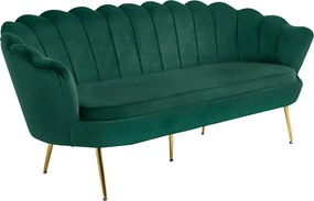 Luxus heverő, 3-as ülés, smaragd Velvet szövet/króm arany, Art-deco stílus, NOBLIN