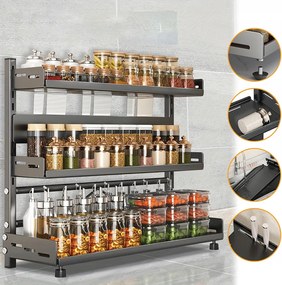 Konyhai Polc Fűszertartó Állvány Fém Rendszerező Polc 3 Szint