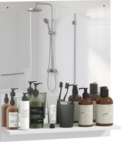 HOMCOM tükör polccal, 50 x 60 cm — modern fürdőszoba- és előszobatükör, fehér | Aosom