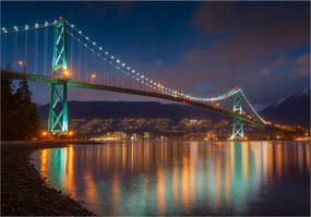 Fotótapéta Híd Éjszaka Város 3D Hálószoba Nappali Tapéta Flizelina 300x210