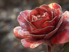 Vászonkép Canvas Virág Rózsa 3D Vörös Arany Makró 100x75