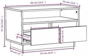 mézbarna tömör fenyőfa TV-szekrény 60x35x37 cm