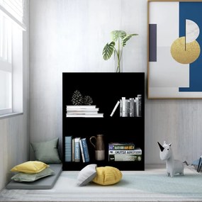 fekete szerelt fa könyvespolc 60 x 24 x 76 cm