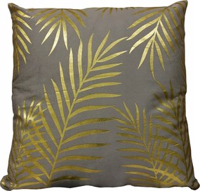 Párnahuzat betéttel Velvet Párna Világos Szürke 40x40 pálmalevél arany